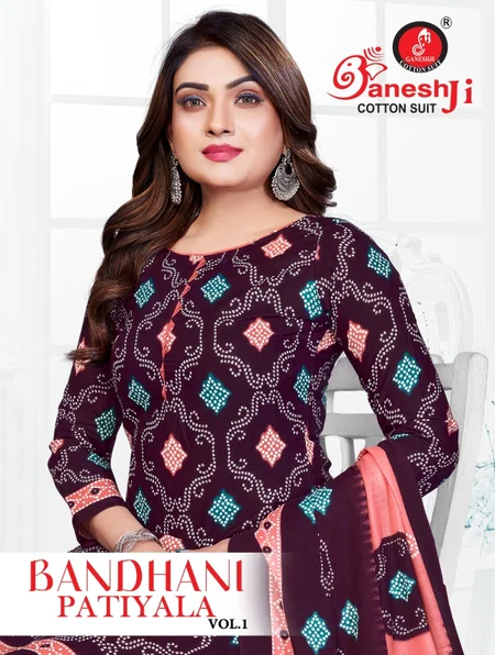 Bandhani Patiyala Vol 1 By Ganeshji Cotton Wholesale Dress Material Suppliers In Mumbai